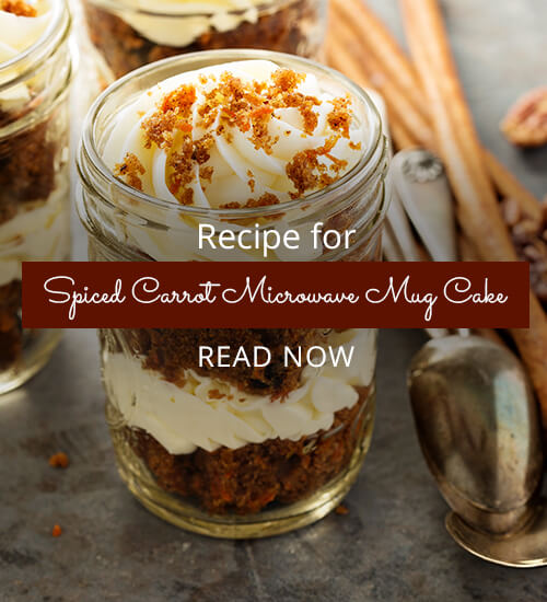 Spices carrot microwave mug cake recipe banner